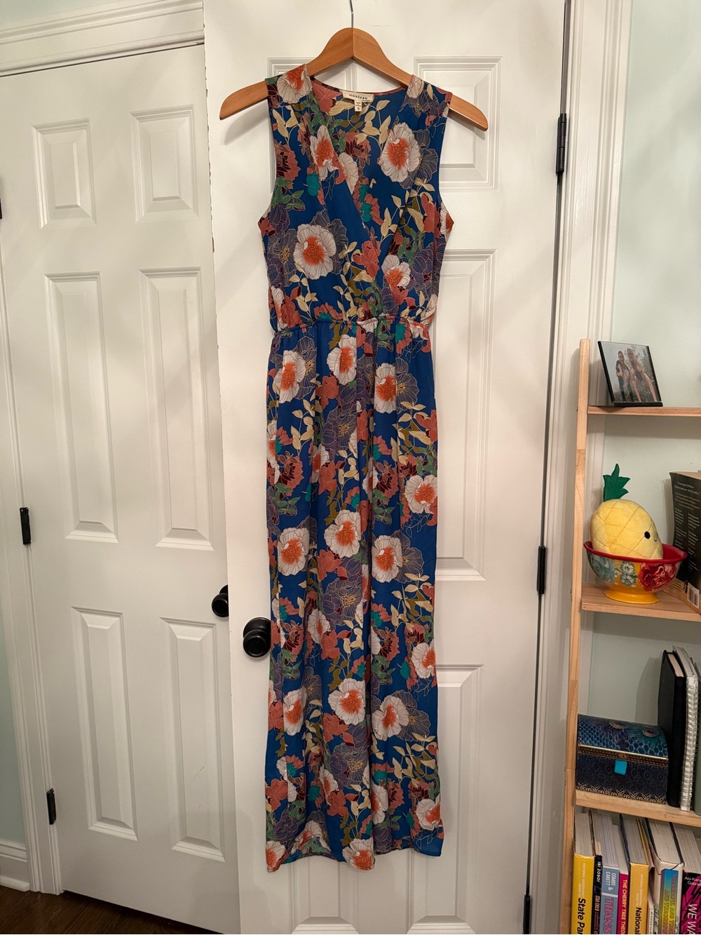 Monteau Navy Floral Sleeveless Wide-Leg Jumpsuit